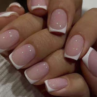 Set De Uñas Postizas Cortas Cuadradas Blancas 24pcs Con Archivo Y Pegamento Para Mujer Regalo Ideal Para Fiestas - details 26
