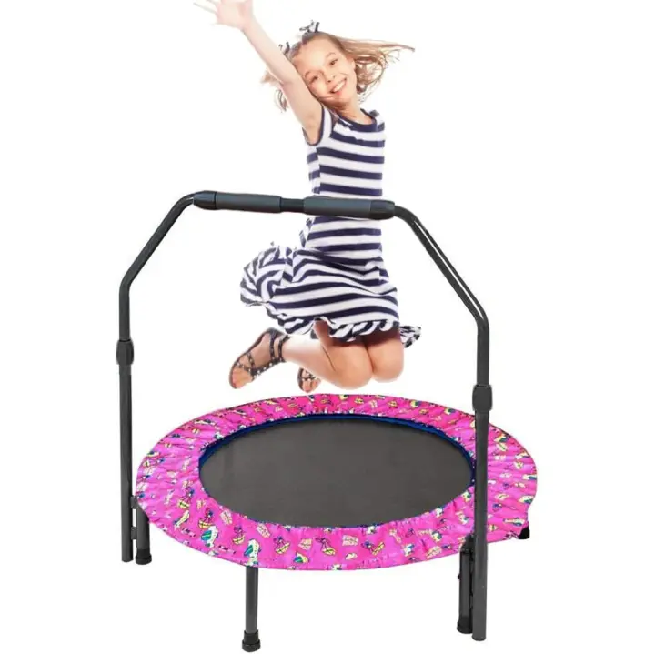 Trampolín de 36 Pulgadas|Cama Elastica Niños con Mango Ajustable y Cubierta Acolchada de Seguridad Trampolín Plegable|Rebote de Fitness Silencioso para Ejercicio, Interior y Jardín - 1