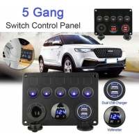 Set de 5 Interruptores Basculantes with Doble Toma USB, Cargador 12V para Coche y Autocaravana - details 0