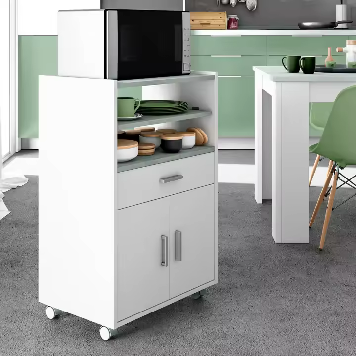 MUEBLE AUXILIAR COCINA CON CAJON Y PUERTAS 59X83X40 CM BLANCO/CEMENTO - 1