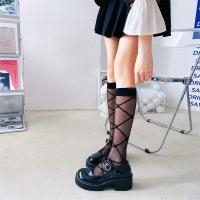 Calcetines De Pierna Media Para Mujer Transparentes Y Respirables Calcetines De Nylon Delgados Y Ligeros En Colores Negro Y Blanco - details 0