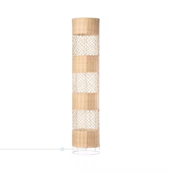 Ledkia Lámpara de Pie Ratán Natural Diseño Chic 1200xØ250 Mm - 1