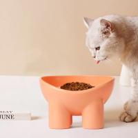Tazón De Gato De Plástico Con Protección De Cuello Y Boca Oblicua En Colores Macarón Estilo Pierna De Elefante Antideslizante Alta Cadera Para Mascotas - details 13