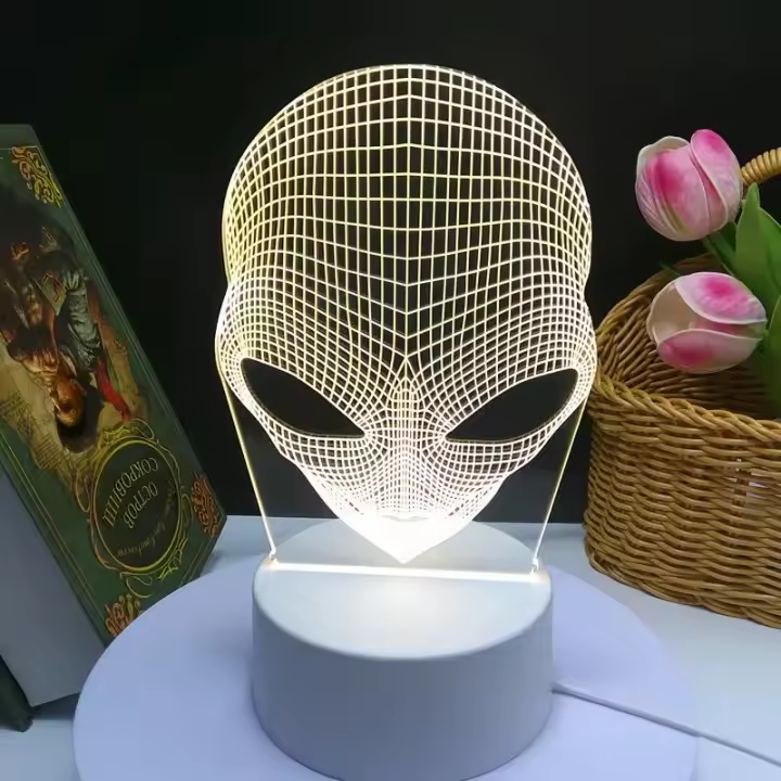Lámpara De Noche 3D Ilusión Óptica Martianos 7 Colores Cambiantes Toque Para Decoración De Habitación Luz Ambiental Cálida - 1
