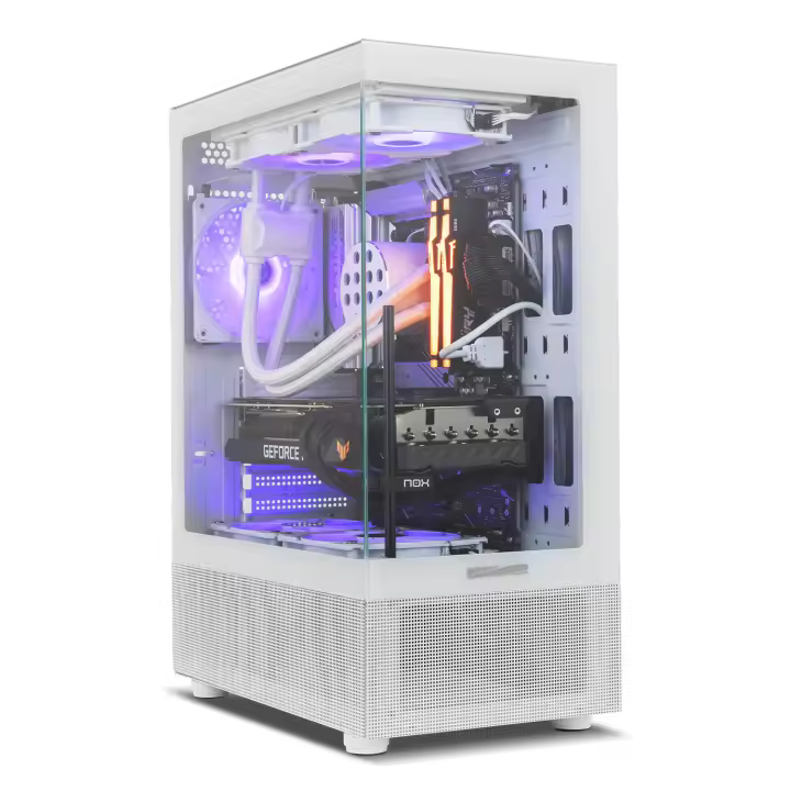 NOX XTREME PRODUCTS Hummer Vision White - Semitorre ATX  M-ATX, Ventana Lateral y Frontal de Cristal Templado, Espacio para 5 Ventiladores, Comp. Tarjetas gráficas de hasta 300mm, USB 3.0, Blanco - 1