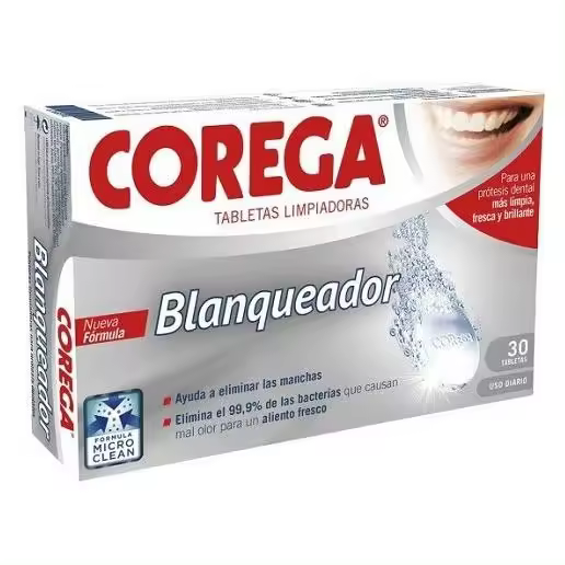 Corega Blanqueador 30 Tabletas Limpiadoras - 1