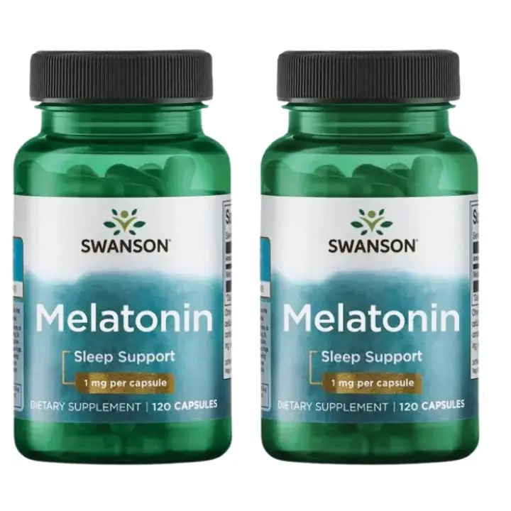 SWANSON **Melatonina 1 mg 120 cápsulas** PACK DUO Desempeña un papel crucial en la promoción del descanso y la relajación - Ayuda a controlar el ciclo sueño - 1