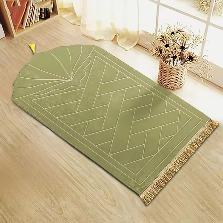 Alfombra De Oración De Espuma Espesada Con Borla Y Diseño Emboss Suave Y Fácil De Llevar Se Puede Usar En Muchas Escenas Alfombra De Poliéster 100% Lavable a Mano - 1