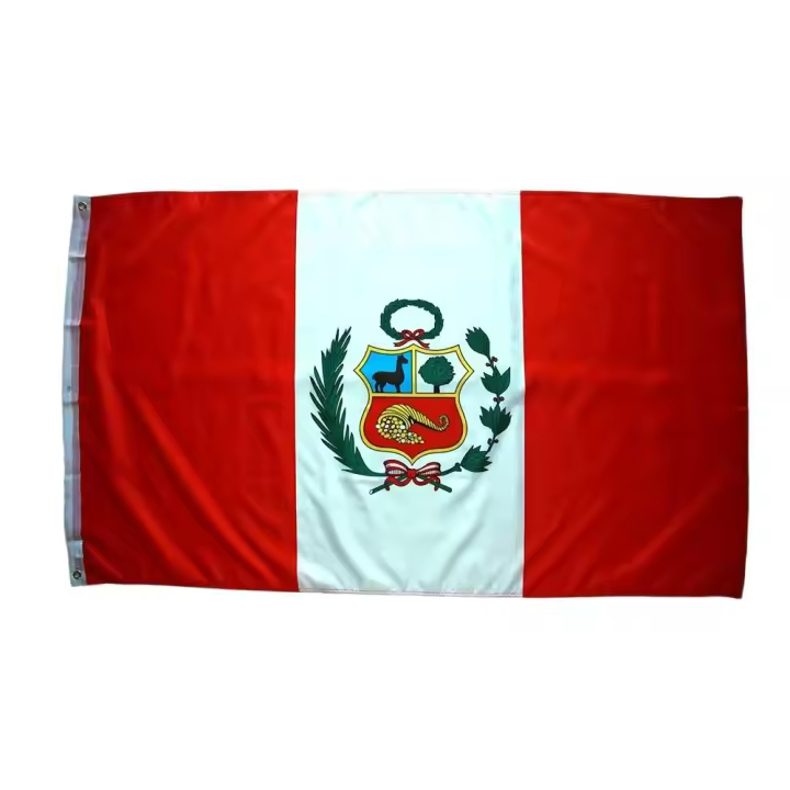 Bandera nacional de Peru 150cm x 90cmHeniak Store tela  poliester pais decoracion peruana blanca y roja - 1