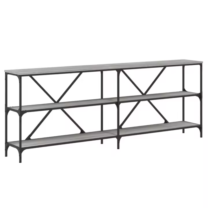 vidaXL Mesa consola hierro y madera ingeniería gris Sonoma 200x30x75cm Mesa de sofá Mesa de Entrada para Salón Consola de Entrada Mueble Recibidor Mesita Mesa auxiliar Salon - 1