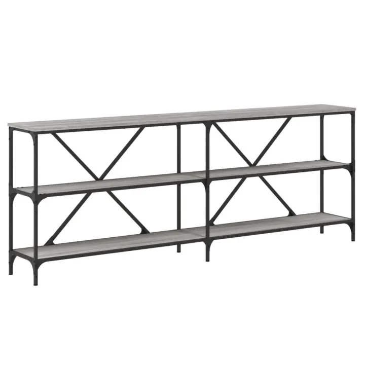 Vidaxl Mesa Consola Hierro y Madera Ingeniería Gris Sonoma 200x30x75cm - 1