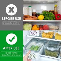 Juego de 3 recipientes para alimentos para refrigerador de 0.85l + 1.75L + 3.3L, almacenamiento con canasta de drenaje - details 3