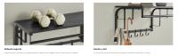 VASAGLE Perchero de Pared, Perchero Colgante con 5 Ganchos Extraíbles, Estante Montado en Pared, Barra de Colgar, para Pasillo, Dormitorio, Sala de Estar, Gris Antracita y Negro/ Roble Dorado y Blanco Nube - details 1