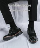 Zapatos De Negocios De Moda Para Hombre En Cuero Con Punto Y Lazo Zapatos De Boda Con Diseño De Brock Zapatos Casuales Transversales Para Adultos - details 1