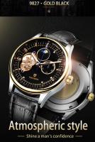 Reloj Mecánico Para Hombre TEVISE Nuevo Con Esqueleto Y luzAutomatico Resistente Al Agua De Cuero Lujoso Con Fase Lunar - details 8