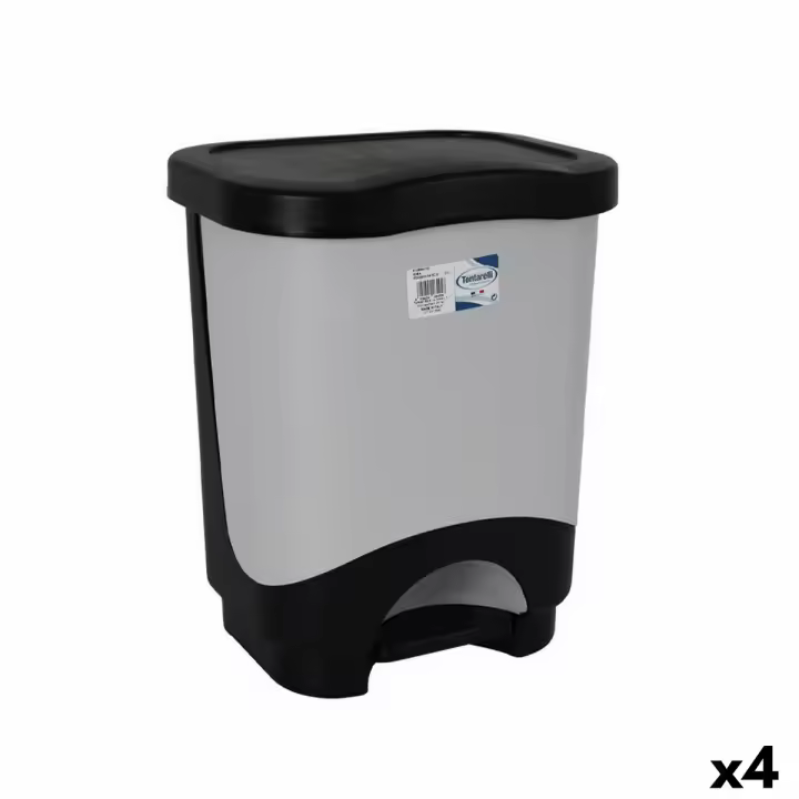 Cubo de Basura con Pedal Tontarelli Idea 24 L Negro Gris 35 x 29 x 44,5 cm (4 Unidades) - 1