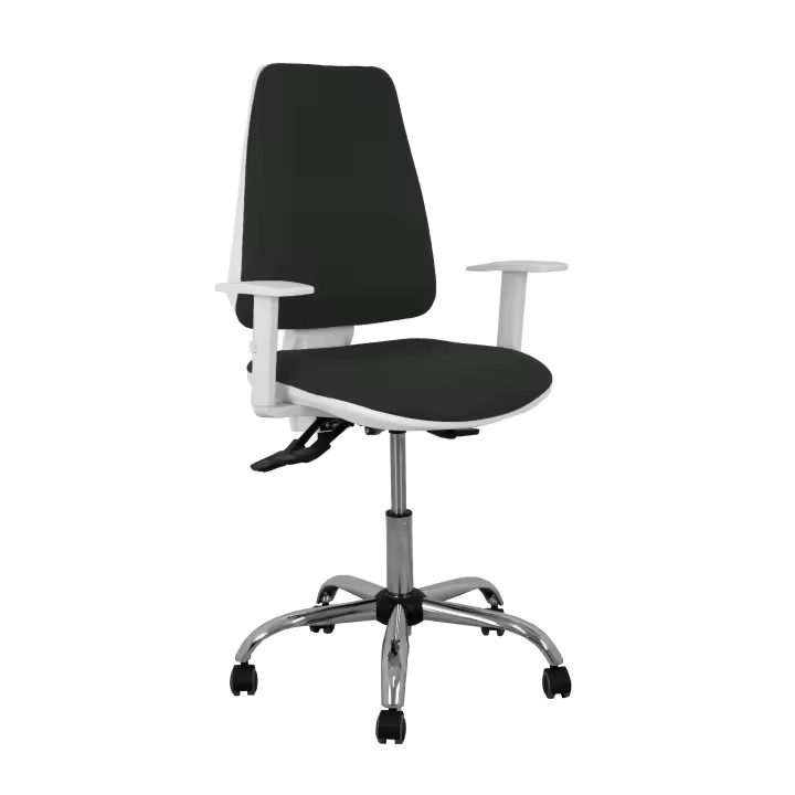 Silla Elche blanca asincro bali negro brazos regulables ruedas de parqué - 1