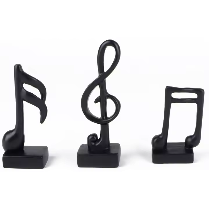 3PC Musical Decor Gifts Modern Escultura, Figuras Decorativas House, Decoración del Hogar Estantes Negros,Decoración de Mesa para Salón,Oficina,Regalos,Souvenir (Negro) - 1