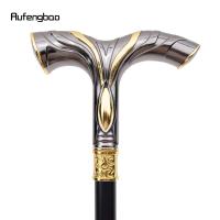 Bastón De Moda Dorado Y Negro Con Líneas Fluídas Para Cosplay Y Fiestas Decorativo Y Elegante Con Punta De Goma 92cm - details 5
