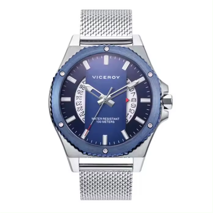 Reloj Hombre Magnum Acero IP Azul Viceroy - 46821-37: Elegante reloj de hombre Viceroy con correa de acero, color azul intenso. Ideal para uso casual. - 1
