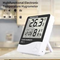 Mini Estación Climática Digital LCD Para El Hogar Medidor De Temperatura Y Humedad Con Reloj Meteorologico Interior Y Exterior - details 3