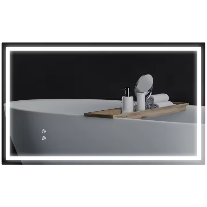 HOMCOM Espejo de Baño con Luz LED 100x60 cm Espejo de Pared con Luz Retroiluminado Antivaho Brillo Regulable Interruptor Táctil IP44 Montaje Horizontal o Vertical - 1
