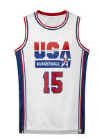 Camiseta De Baloncesto Para Hombres USA#15 Transpirable Cuello Redondo Deportiva Sin Mangas Uniforme De Entrenamiento Para Niños Nuevo Diseño Tops - details 1