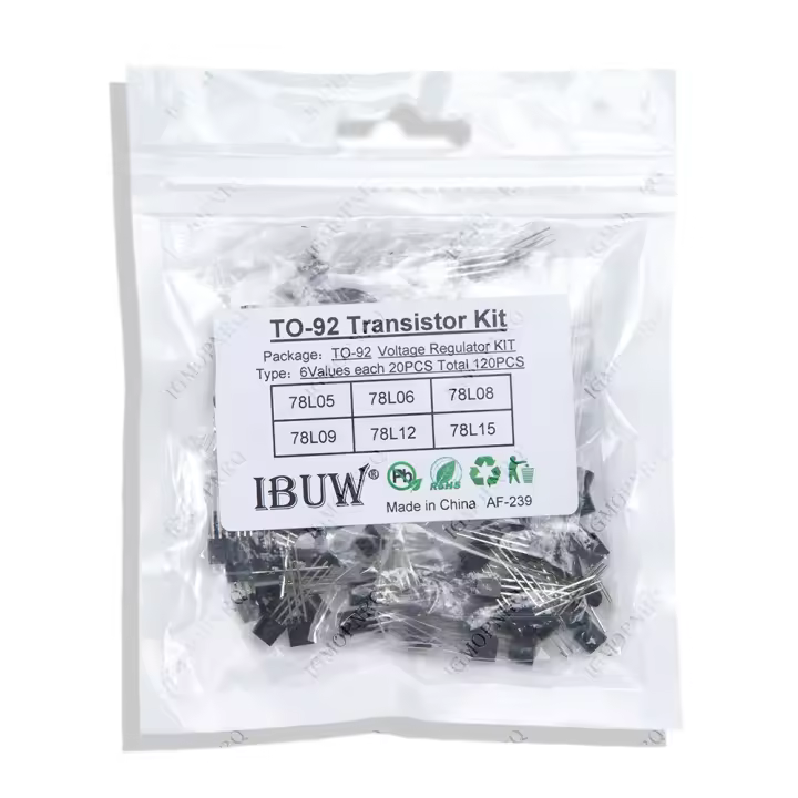 Kit De Transistores TO-92 Assorted 20pcs*6valores 78L05 78L06 78L08 78L09 78L12 78L15 Regulador De Voltaje Serie 78L Componentes Electrónicos - 1