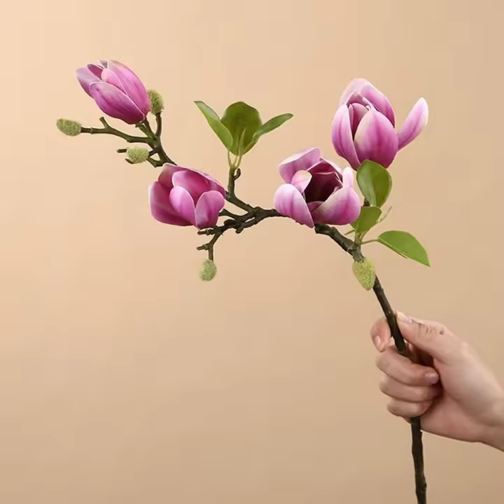 Bouquet De Magnolias Artificiales En Seda Para Bodas Decoración De Mesa Para Fiestas Y Jardín Decoración De Hogar Y Vaso - 1