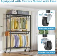 Perchero Metálico con Ruedas y 3 Niveles – 90 x 43,5 x 180 cm | Soporta hasta 100 kg | Estructura de Acero de 22 mm | Con Ganchos Laterales para Accesorios (NEGRO) - details 5
