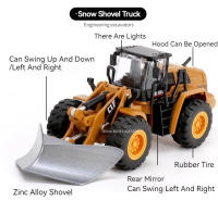 Modelo De Camión Escavador De Nieve 1/50 Escala Juguete De Vehículos De Ingeniería Con Sonido Y Luz Para Niños Regalo De Cumpleaños Metal Amarillo Tamaño Ajustable - details 10