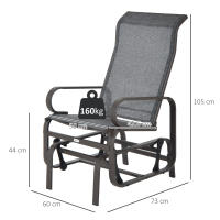 Mecedora Silla de Jardín 60x75x104cm Metal Jardín Columbio Terraza Balcón Con Línea de Texto - details 6