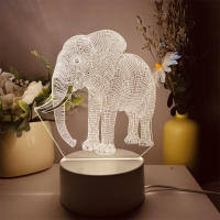 Lámpara De Noche 3D Elefante Con Ilusión Óptica Y Toque Cambio De Color Ambiental 7 Colores Para Dormitorio - details 0