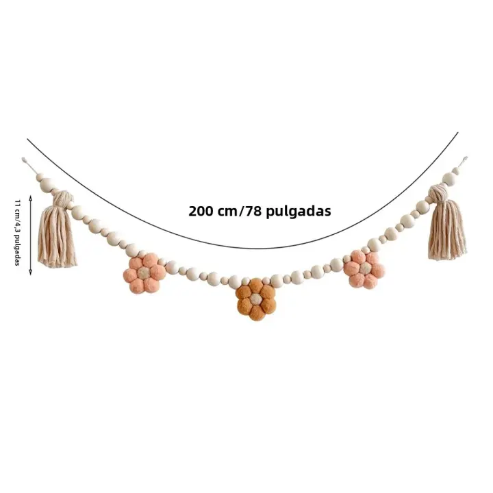Guirnalda De Algodón Con Borlas Estilo Boho Para Decoración De Fiestas Cumpleaños Y Hogar Hecha a Mano Adorno Para Pared Y Sillas - 1