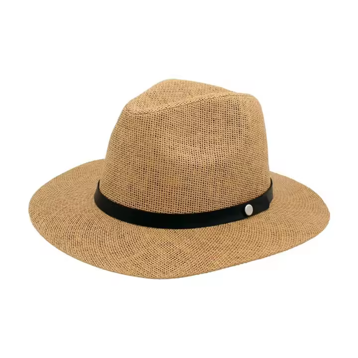 Kebedo Moda Sombrero de Paja para Hombre Mujer de alta calidad, Gorro Panamá de Verano UPF 50, Sombrero Marrón, Estilo Fedora para el Sol, Playa, Fiesta, De ala Ancha, Plegable y Ligero Marrón, Talla Única Ajustable 56-57CM - 1