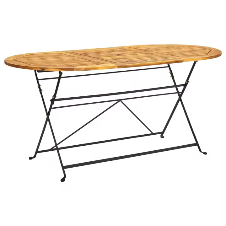 vidaXL Mesa plegable de jardín de madera maciza de acacia en dimensiones 120x70x74 cm/160x85x74 cm | estructura resistente ideal para salón dormitorio o estudio - 1