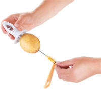 LMETJMA Cortador De Patatas En Torbellino Espiralizador De Verduras Para Chips Con 4 Palillos Eco-amigable Acero Inoxidable JT99 - details 4