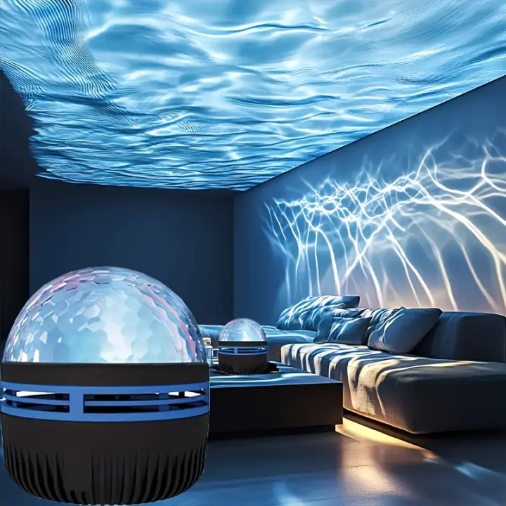 Proyector De Onda Oceánica USB Con 7 Modos De Color Y Brillo Ajustable Iluminación Multicolor Para Habitaciones - 1