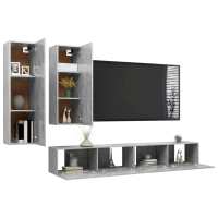 vidaXL Set muebles de salón TV 4 pzas madera ingeniería gris hormigón - details 2