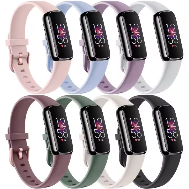 8 Pack Bands Compatible with Fitbit Luxe Bands for Women Men, Soft Silicone Wristband Replacement Strap for Fitbit Luxe Fitness and Wellness Tracker - 1