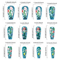 24pcs/set Uñas Postizas Largas Medias Falsas De Cuadrado Ballet Con Flores Y Mariposa Azul Verde Para La Temporada De Primavera Y Verano - details 12