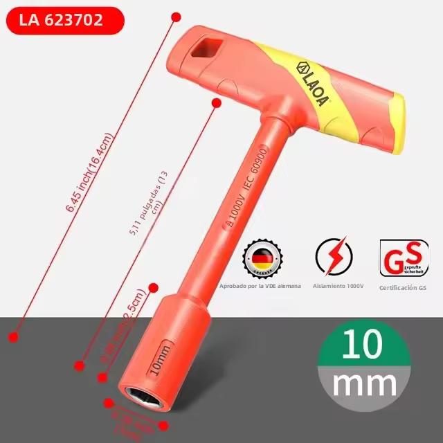 Llave De Hexágono Aislada LAOA VDE T-shape CR-V 4-14mm 58HRC Destornillador De Sujeción 1 Pieza Herramienta De Mantenimiento Para Electrictad - 1