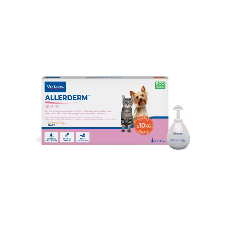 Virbac Pipeta Para El Cuidado De La Piel De Perros Y Gatos Allerderm Spot-On -10 Kg 6 X 2 Ml - 1
