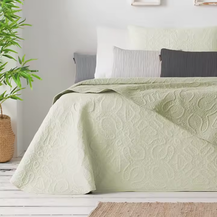 Manterol Outlet - Colcha bouti reversible lisa bicolor dos tonos con fundas de cojín. Cubrecama ideal para primavera, verano y entretiempo. Colcha fina, extra suave y ligera. - 1