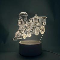 Lámpara De Ilusión Optica 3D De Tren Con Toque Y Luz Ambiental Cambiante De 7 Colores Para Decoración Del Dormitorio - details 0