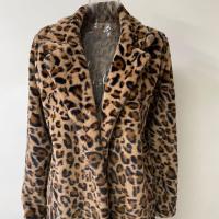 Abrigo De Peluche Sintético Para Mujer Con Estampado De Leopardo Cuello Enrollado Largo Manga Completa Bolsillos Moda Otoño Invierno - details 9