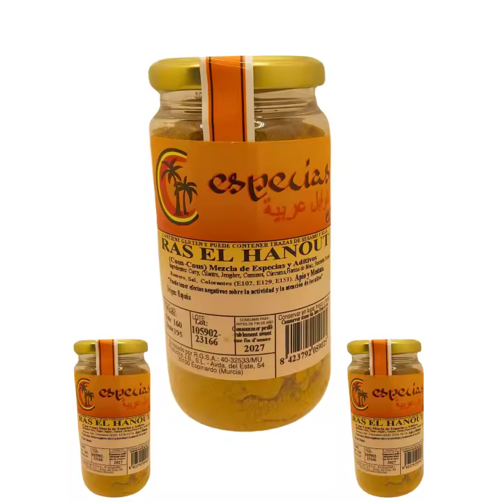 2 BOTE DE ESPECIAS  RAS EL HANOUT  PRECINTO DE GARANTIA 160G.DE ESPANA - 1