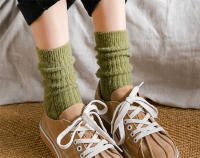 Calcetines De Invierno Para Mujer Color Sólido Cálidos Y Gruesos Calcetines Largos De Lana Estilo Japonés Moda Transpirables - details 4