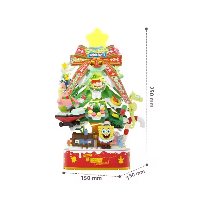 MOC Navideño Spongebob Squarepants Patrick Star Árbol De Navidad Con Música Bloques De Construcción Modelo Juguete De Rompecabezas - 1