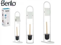 BERILO Portarrollos de papel higiénico con escobillero de bambú, material: metal, plástico y bambú, soporte para papel higiénico - details 0